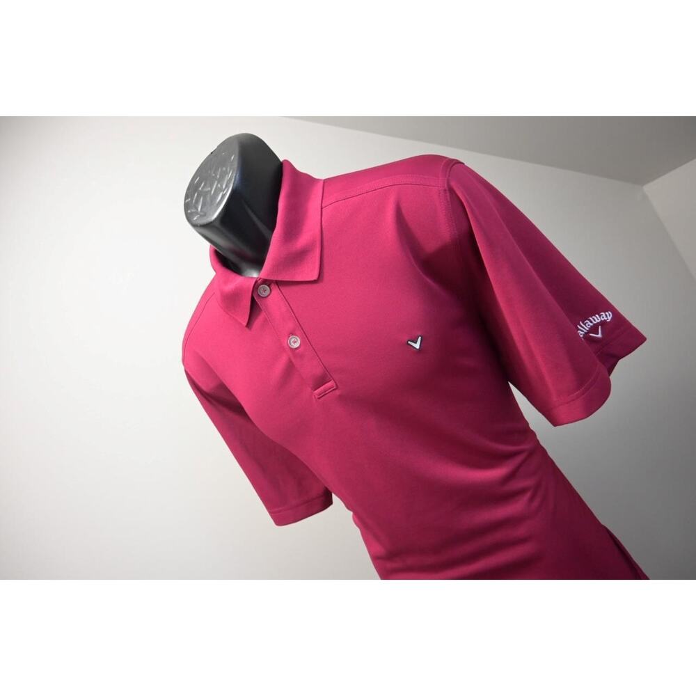 Callaway Golf Polo Mens Large Dark Purple Red Opti Dri Short Sleeve Like New